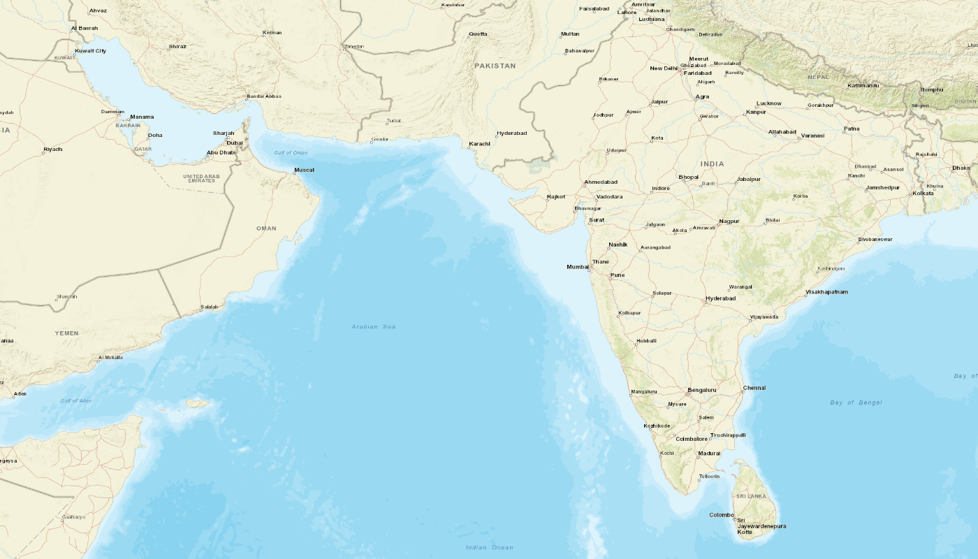 Map showing Cryscol offices in Dubai, UAE and Tamil Nadu, India